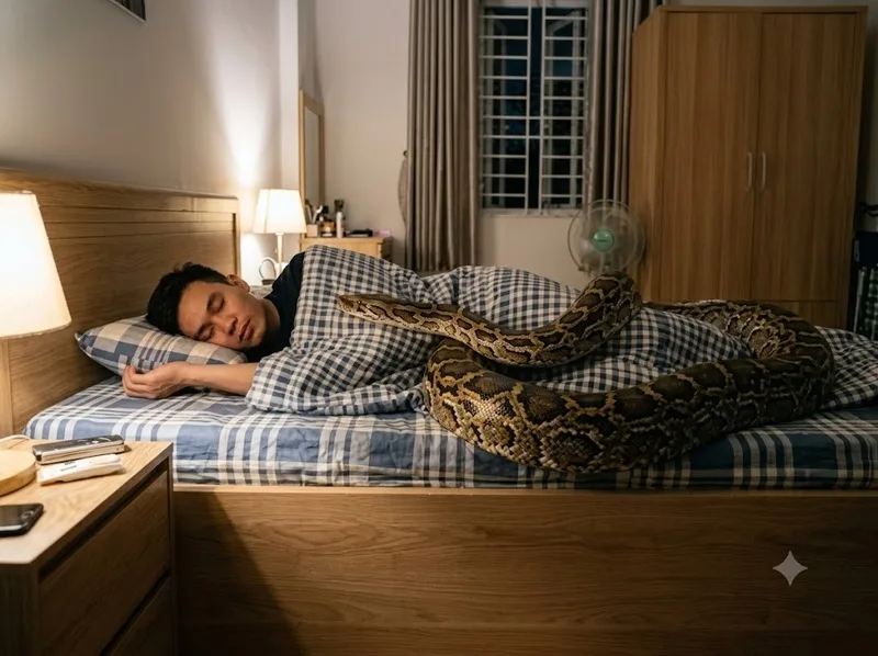 Trăn quấn quanh người thường gợi cảm giác bị kiểm soát và bó buộc